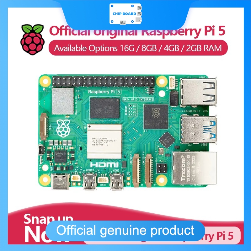 Raspberry Pi 5 8Gb - Komputer Papan Tunggal Resmi Raspberry Pi