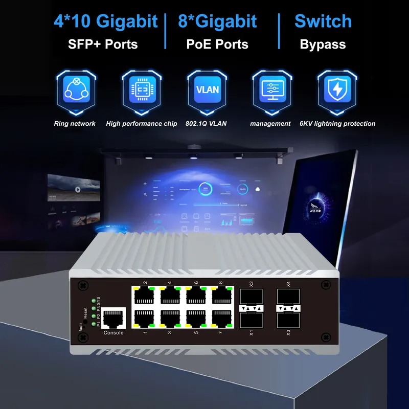 Switch manajemen industri PoE  - Sfp+ 10G Managed Switch 8 Port ulasan dan harga