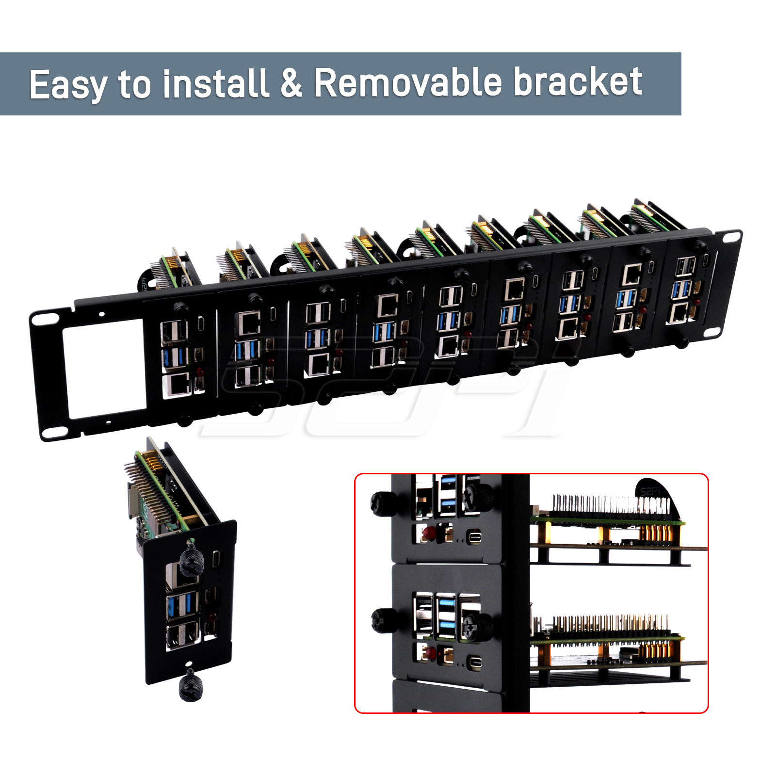 Kit braket baja Rackmount 52Pi - Deskpi Super6C ulasan dan harga